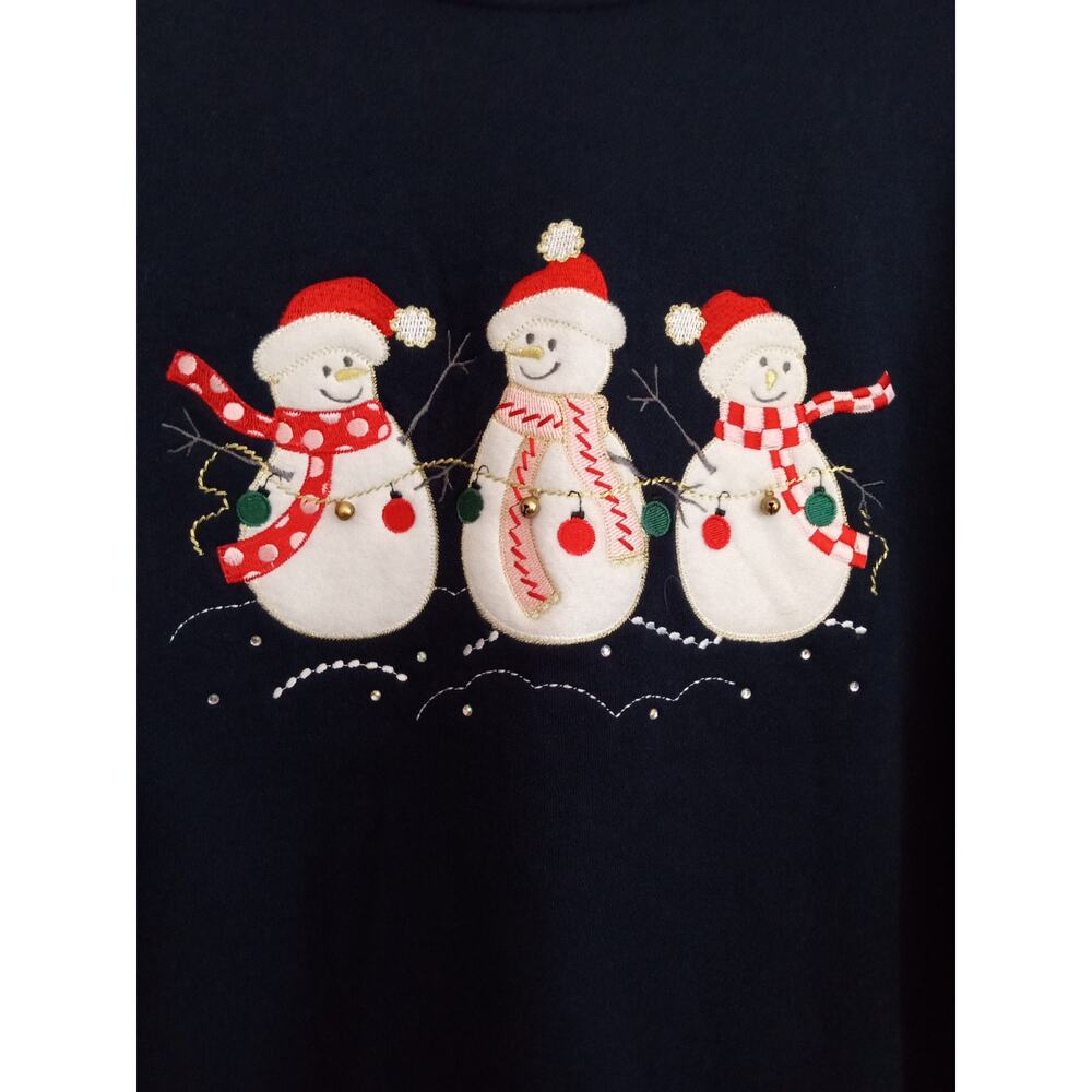 Navy Blue Holiday Sweatshirt with Snowmen size 2X